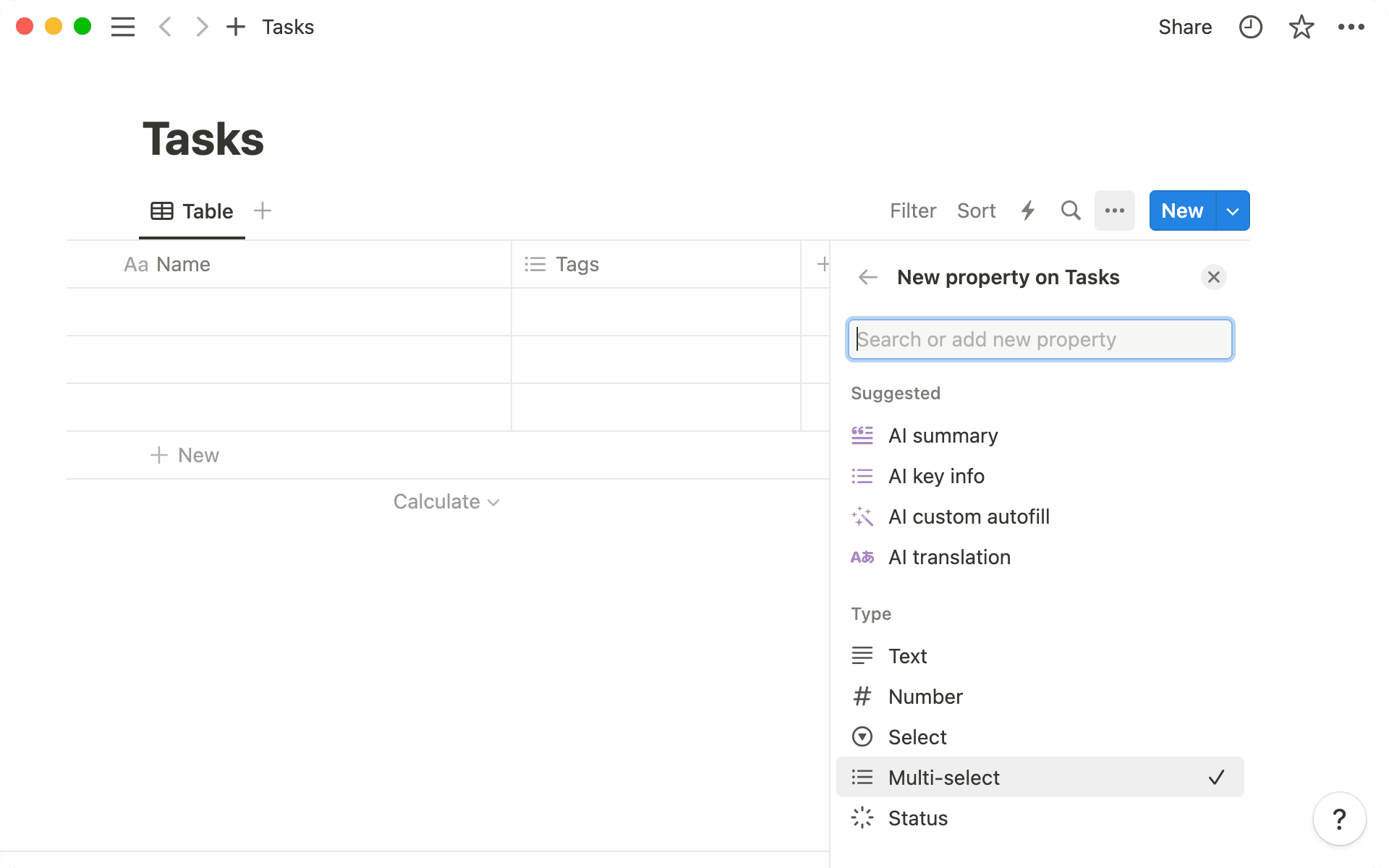 Keuzes voor eigenschappen