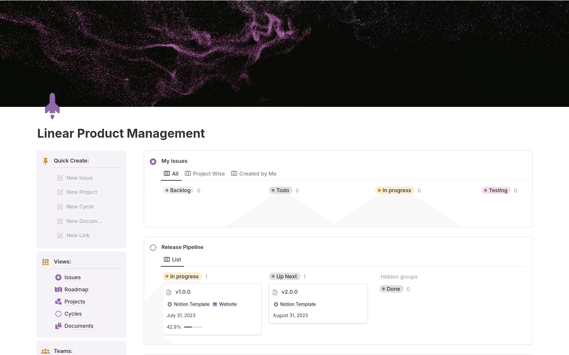 Linear Product Management template in Notion