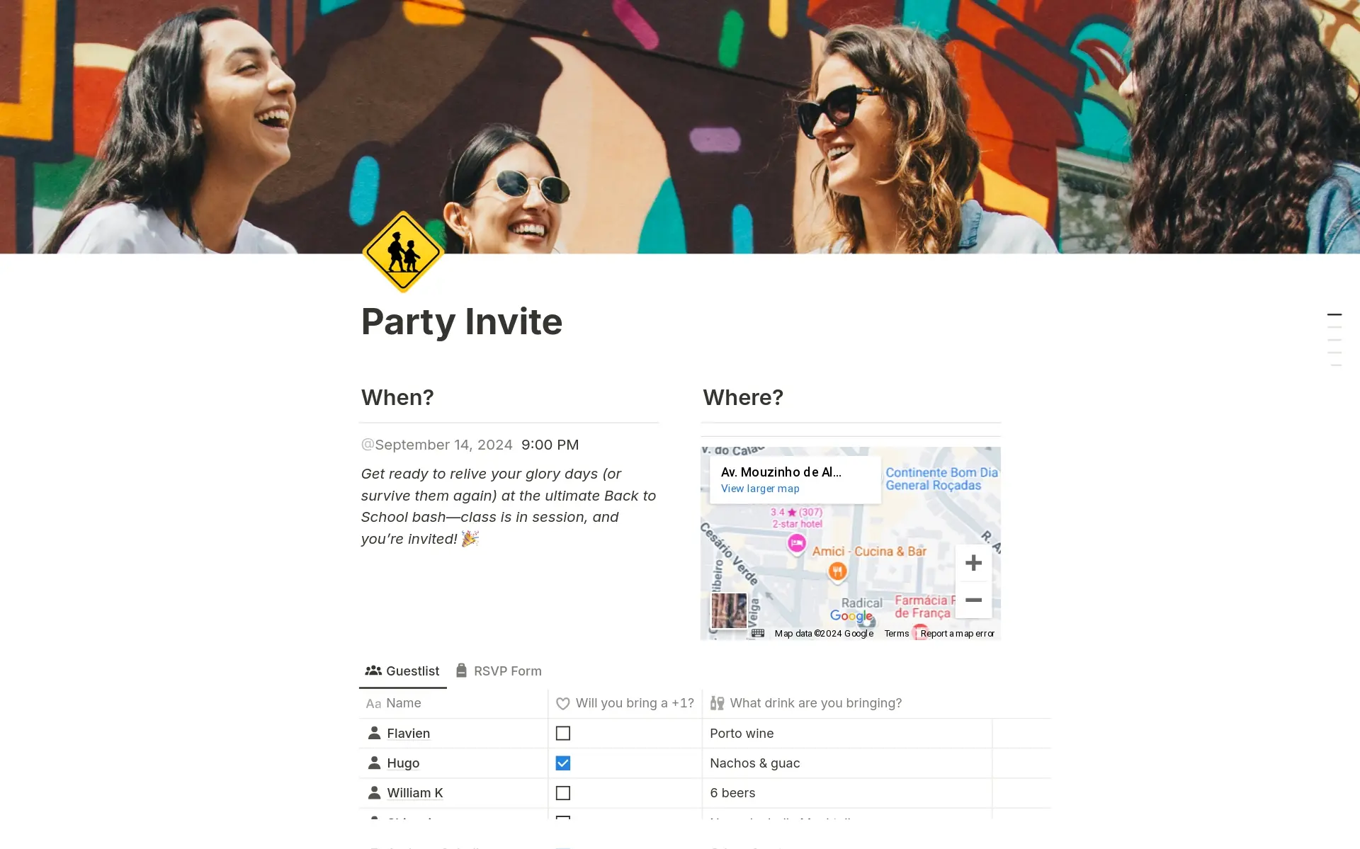 Vista previa de plantilla para Party invite with RSVP