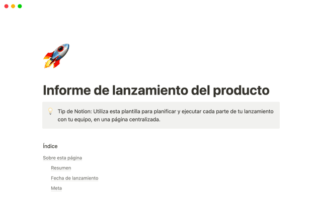 Plan del lanzamiento del producto